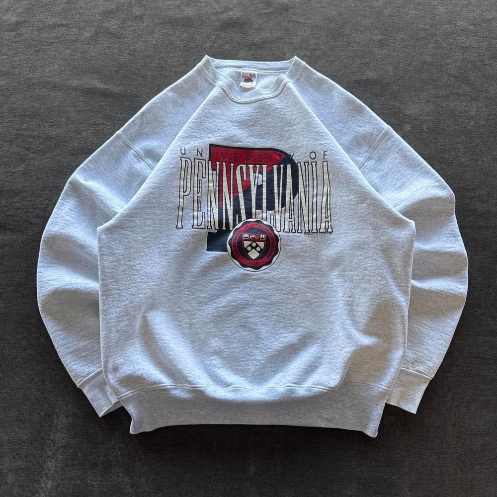 Vintage 90s UPenn University of Pennsylvania Sweatshirt Gray Fruit of the Loom L